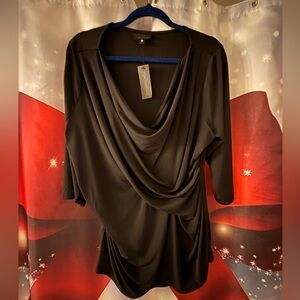 Worthington Black Draped Blouse